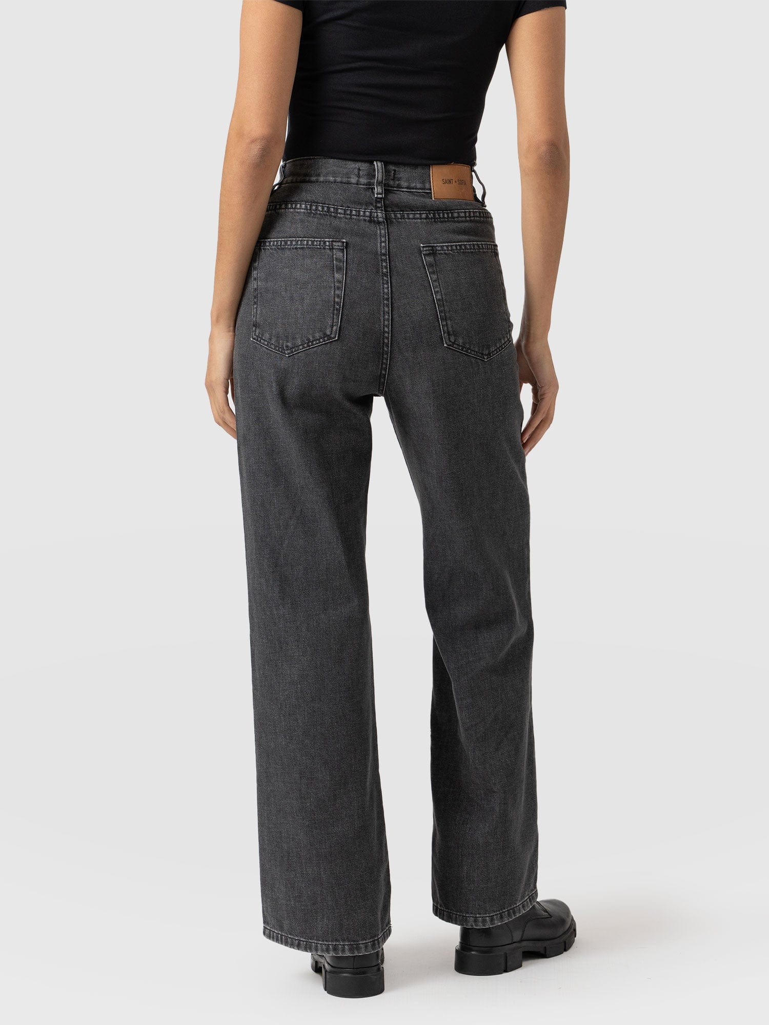 Wide Leg Flare Jeans Black - Women's Jeans | Saint + Sofia® USA